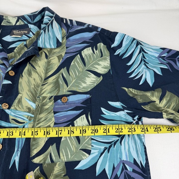St Johns Bay Shirt Mens XL Blue/Green  Silk Hawaiian Floral Button Up‎ Casual - Picture 10 of 12